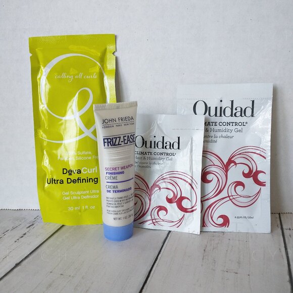 Frizz Control Deluxe Travel Set NEW Ouidad Gel DevaCurl Gel John Frieda Cream - Picture 1 of 9